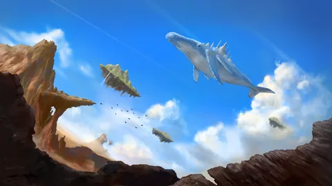 Paesaggio fantasy disegnato digitalmente