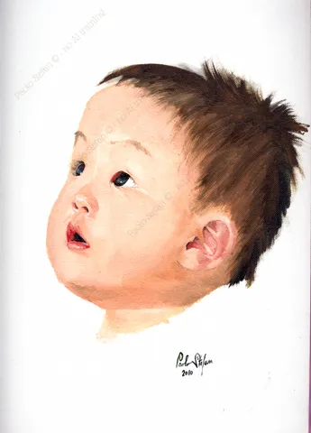 Ritratto di bambino a olio su tela